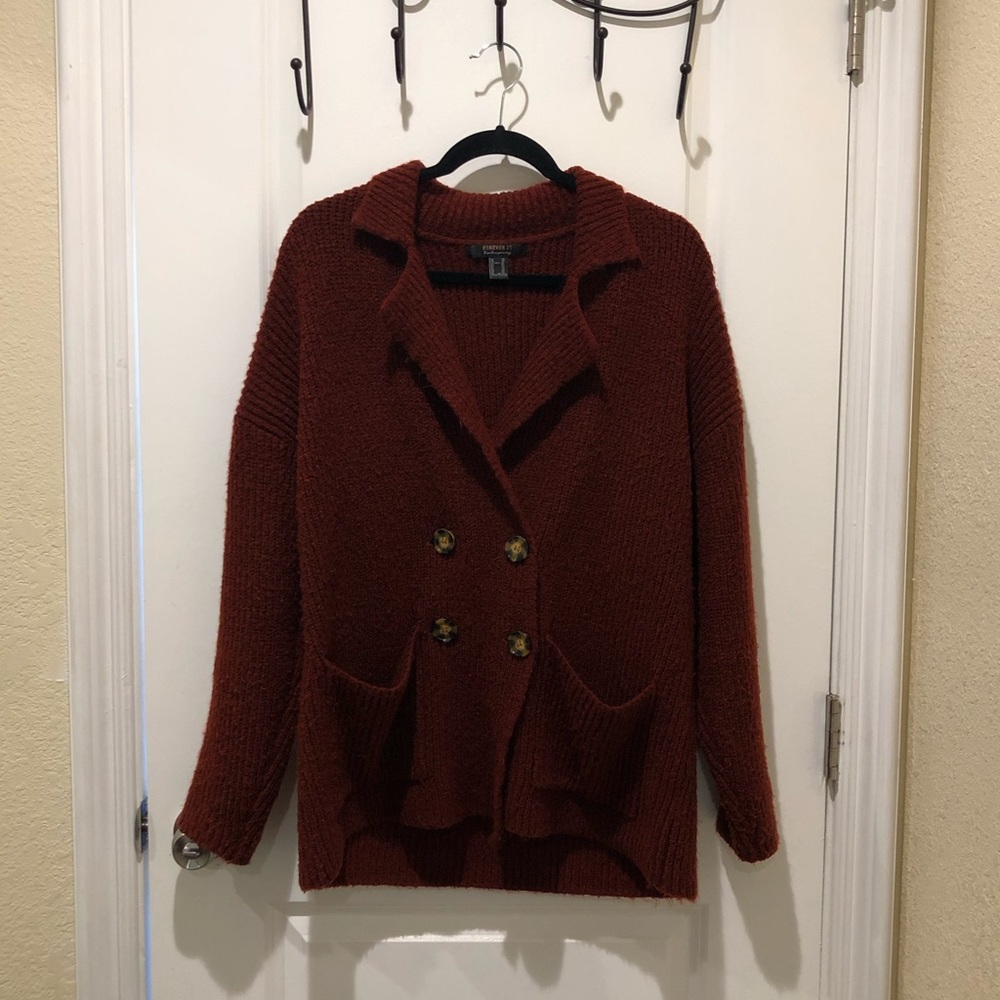 Forever 21 Burgundy Oversized Cardigan